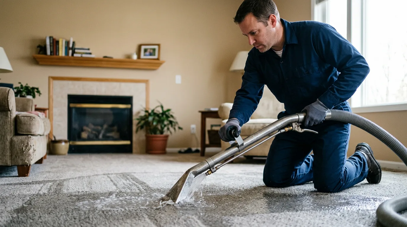 Water damage restoration technician working near Scranton, AR